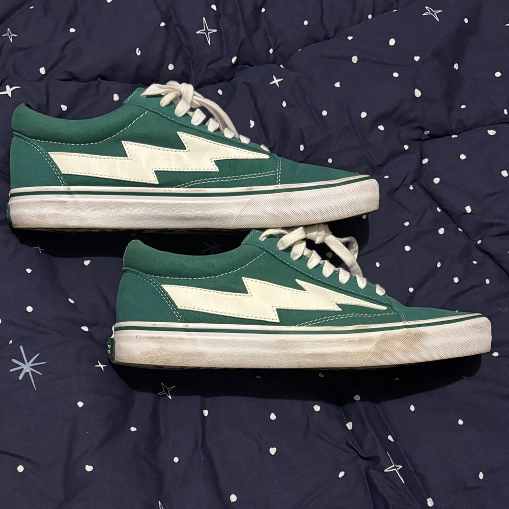Revenge X Storm Green Lightning Low-Top Canvas Sneakers